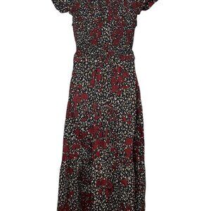 O.P.T. One Pretty Time Phoebe Dress XL NWT Black Floral Midi 100% Cotton